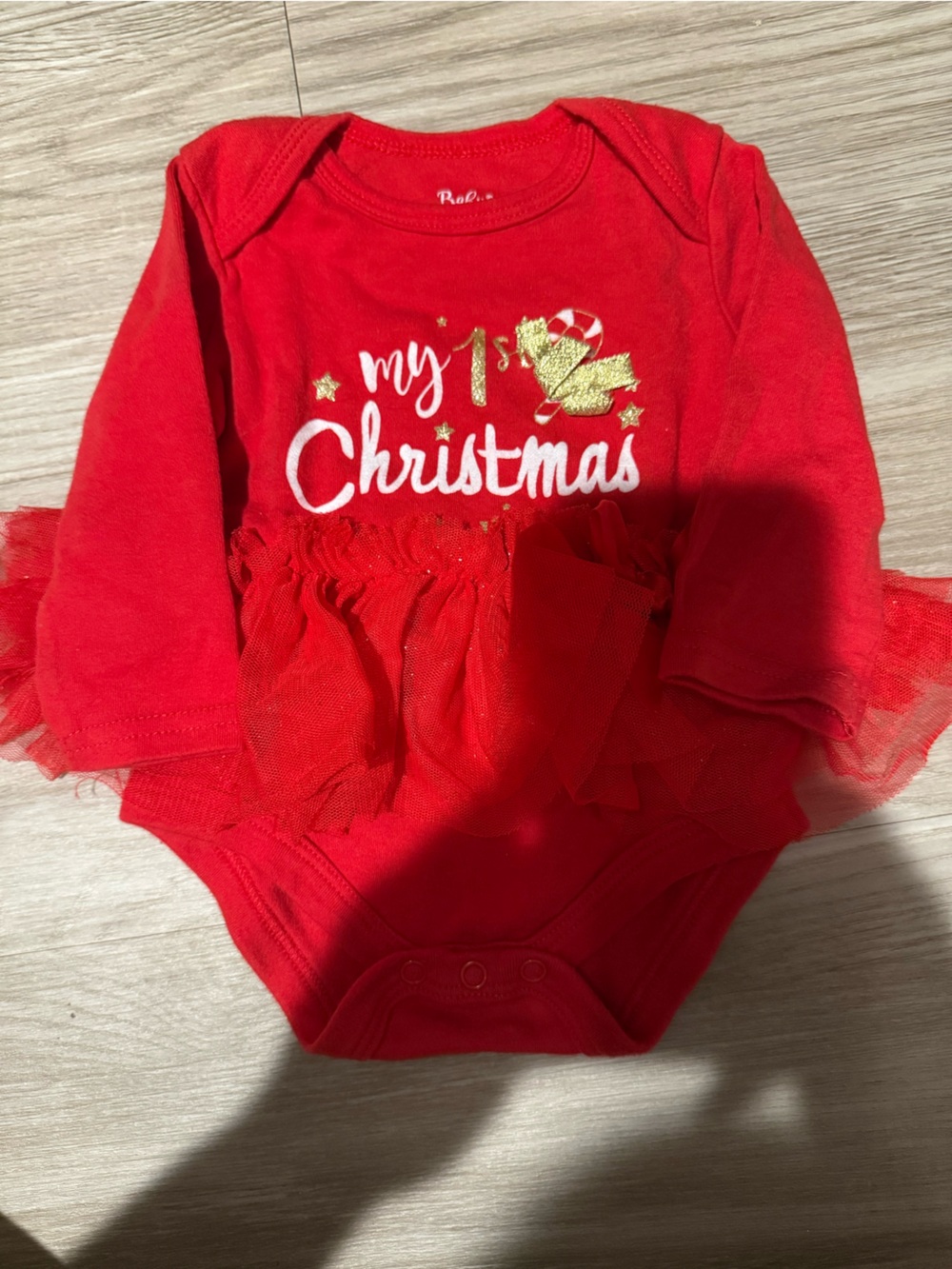 Red Christmas Tulle Baby One-Piece